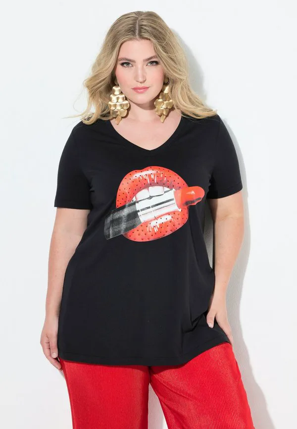 

Футболка alinie lippenstiftmotiv с принтом Miamoda, Black, Черный, Футболка alinie lippenstiftmotiv с принтом Miamoda, Black