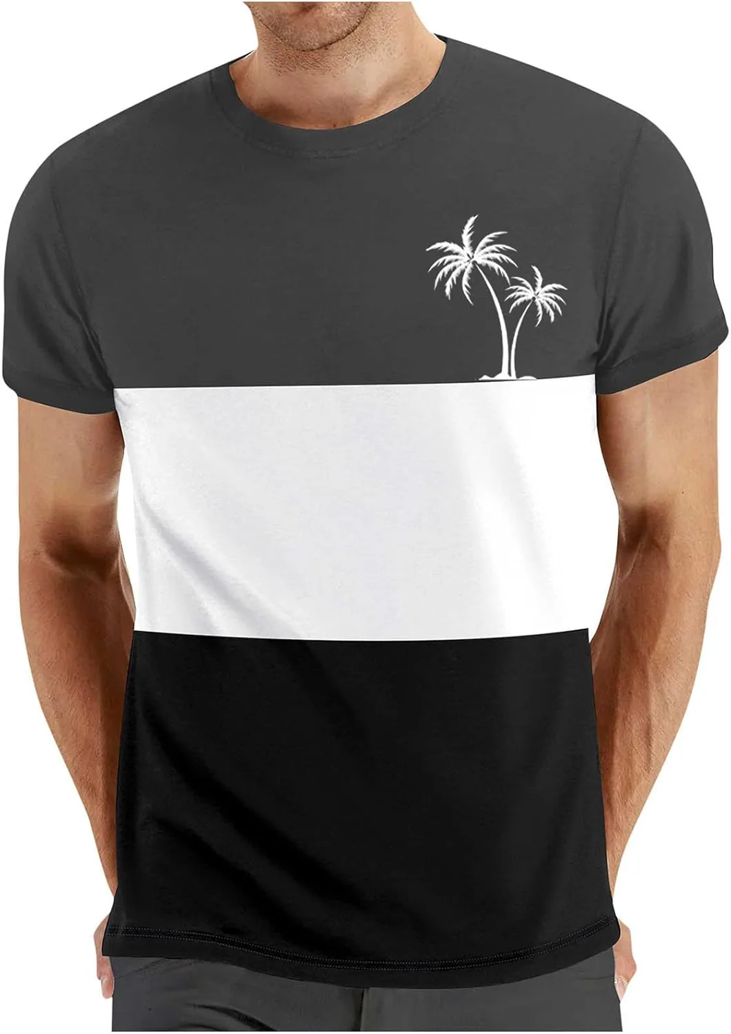 

Мужская футболка с коротким рукавом и принтом Coconut Palm, летняя тропическая, цветной блок, свободный крой