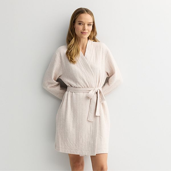 

Женский стеганый вязаный халат с запахом Croft & Barrow, Light Sand Heather