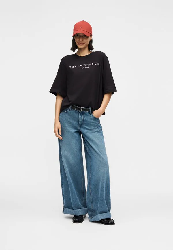 Футболка с логотипом, свободный крой, круглый вырез, принт. Tommy Hilfiger, Black — фото 2