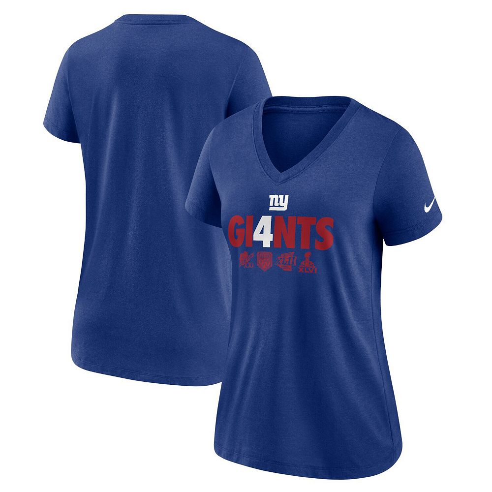 

Женская футболка Nike Royal New York Giants Hometown Collection Tri-Blend с v-образным вырезом, цвет Gia Blue