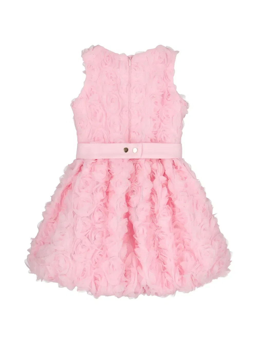 Платье с аппликацией из роз и поясом Escada Kids, розовый — фото 2