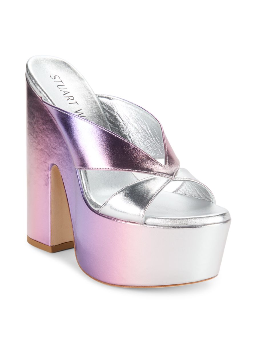 Сандалии Miami Sohi Metallic Leather Stuart Weitzman, цвет Lilac Multi — фото 2