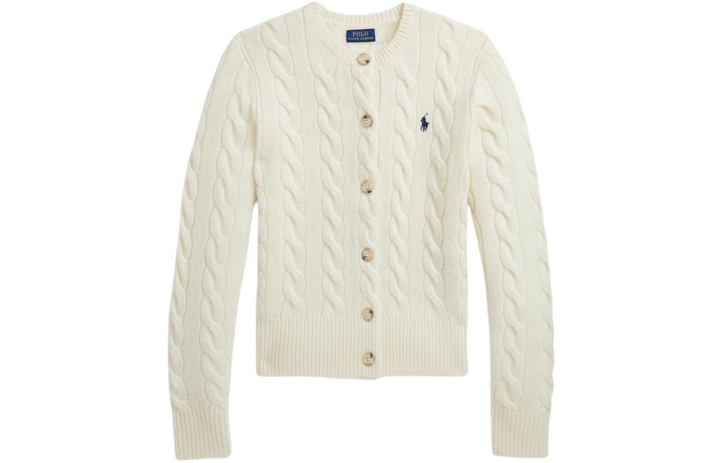 Кардиган с узором "косичка" Polo Ralph Lauren, белый — фото 3