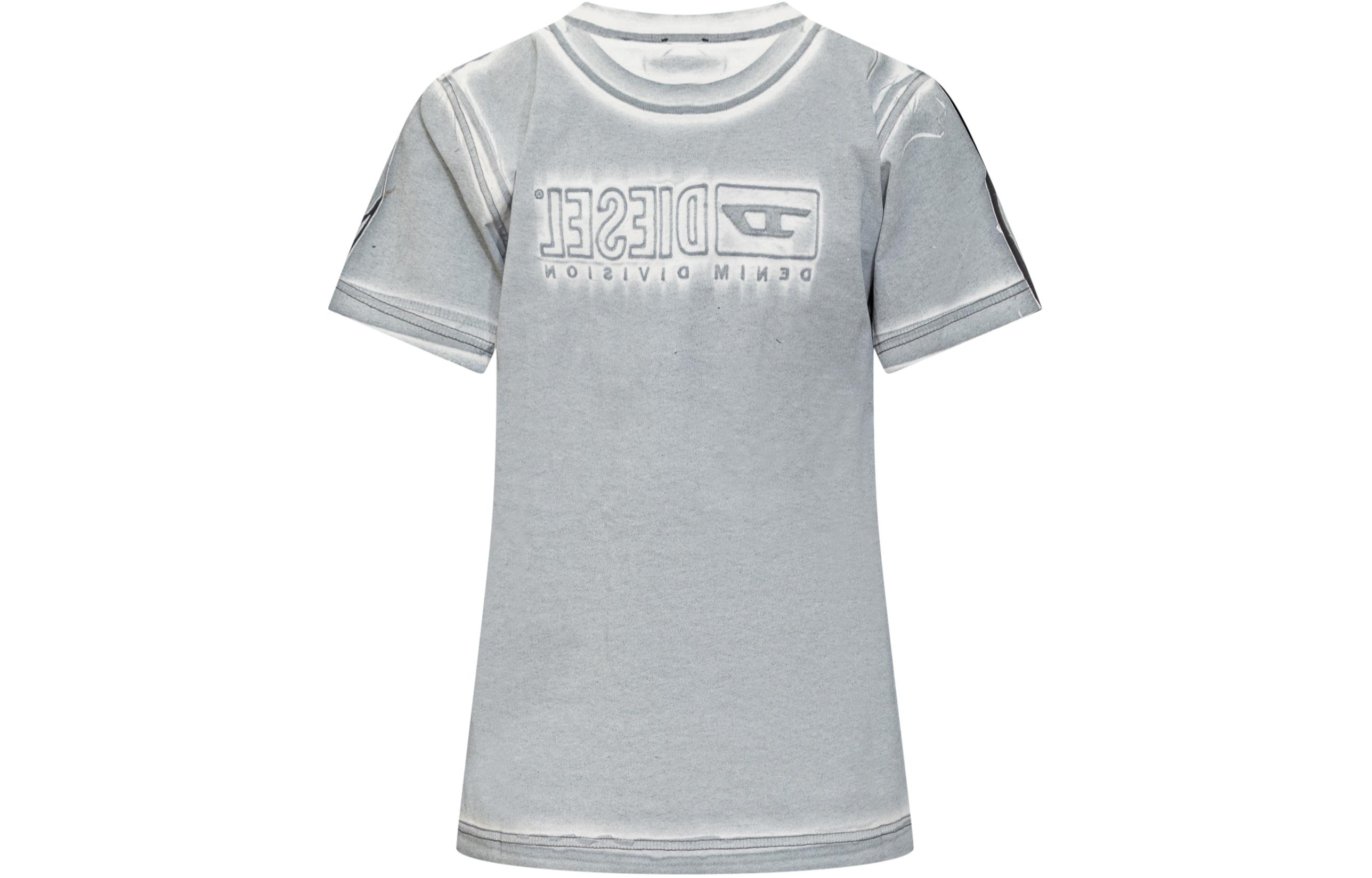 Футболка Cotton с эффектом кракелюра DIESEL, серый — фото 4
