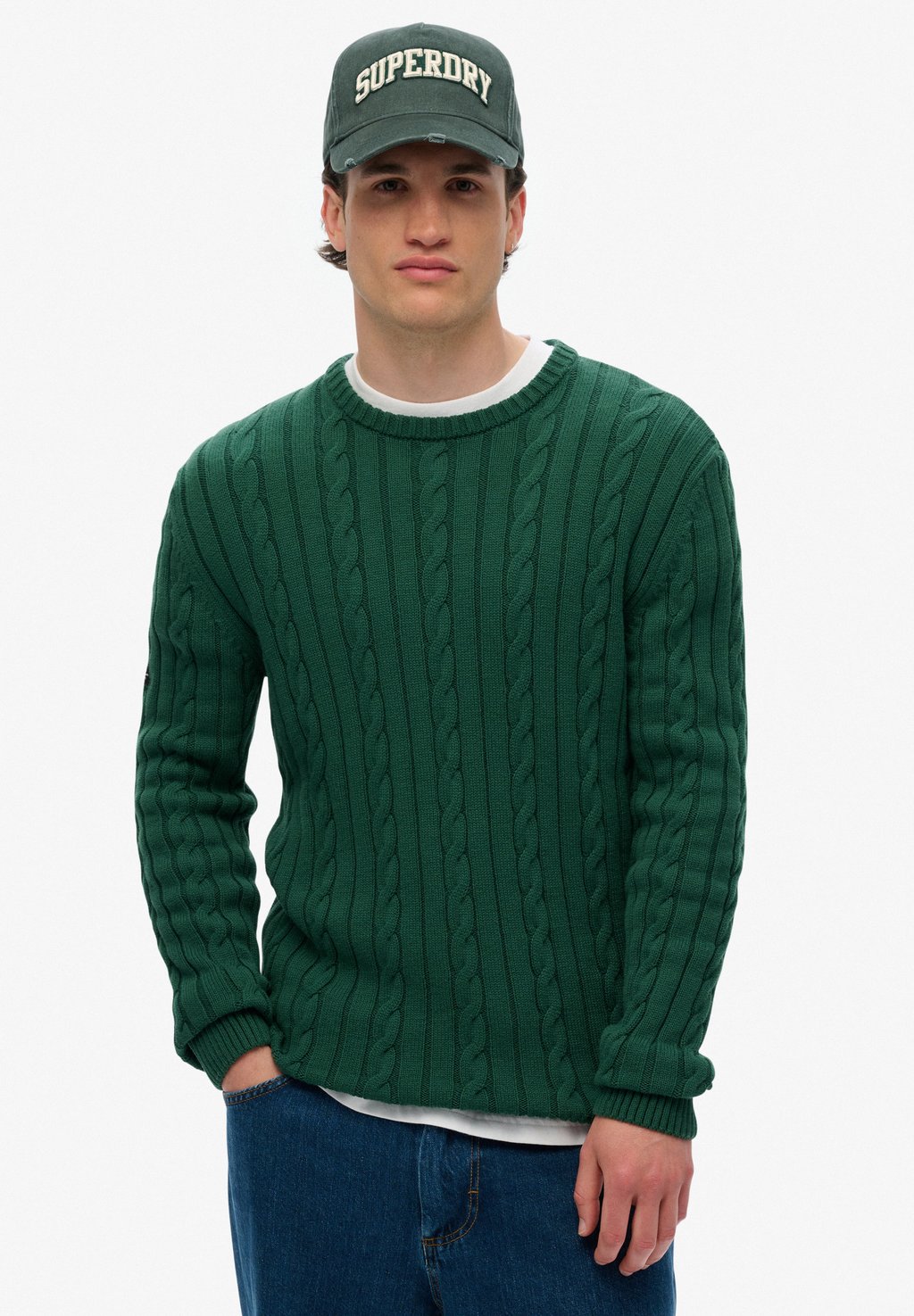 

Джемпер CLASSIC CABLE CREW Superdry, зеленый