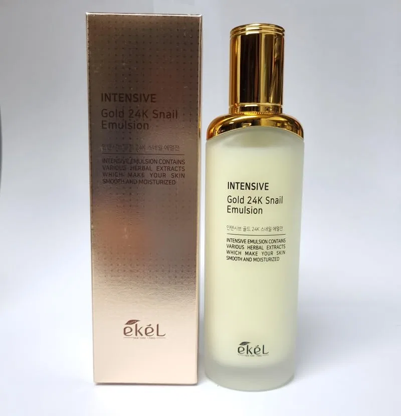 Набор для ухода за кожей лица EKEL Intensive Gold 24K Snail, тоник 120 мл, эмульсия 120 мл, крем 50 мл — фото 4