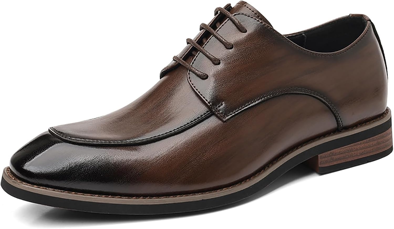 

Мужские кожаные туфли-оксфорды на шнурках, комфортные лоферы с круглым носком, классические деловые, рабочие, свадебные, формальные дерби, мужские оксфорды Mviobuy, коричневый