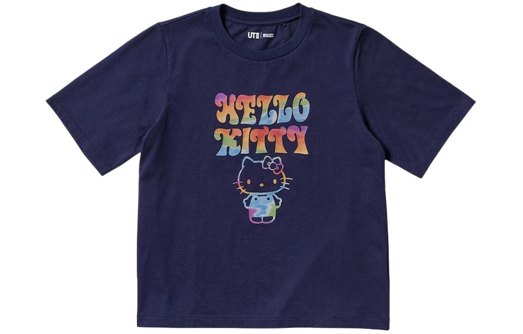 

Футболка с логотипом Sanrio Co-branded Model женская, цвет темно-синий Uniqlo