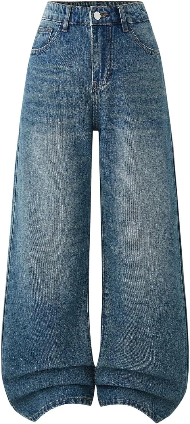 

Джинсы женские Vintage Streetwear Y2k широкие на резинке