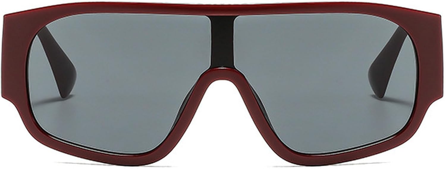 

Ретро большие женские солнцезащитные очки-пилот, модные красные и зеленые оттенки, защита от УФ-излучения UV400, мужские панк-солнцезащитные очки с широкими дужками mincl, Red Black