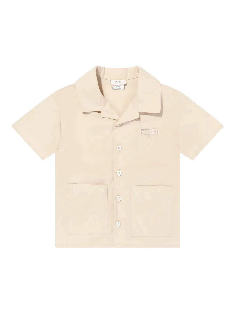 

Рубашка с вышитым логотипом FENDI KIDS, нейтральный