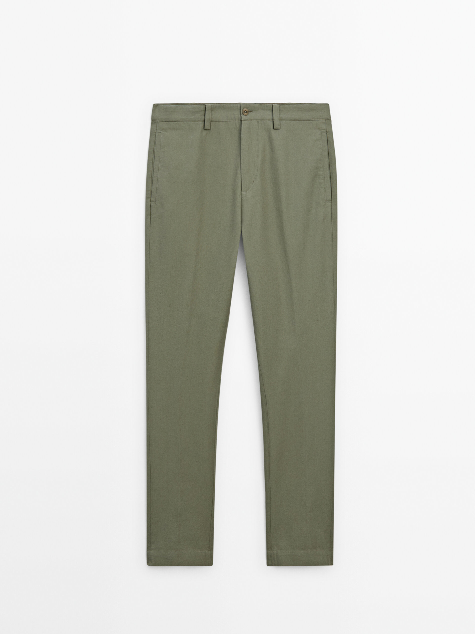 

Дубль Брюки узкого кроя из смесового хлопка Massimo Dutti, зеленый
