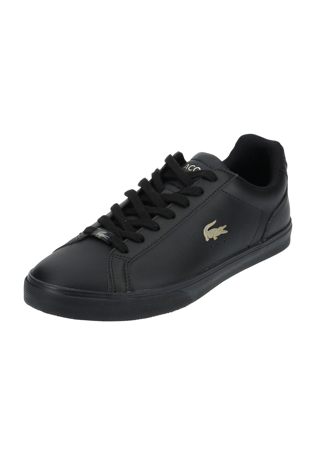 

Кроссовки кожаные с вышивкой логотипа мужские LACOSTE, цвет Blk Blk