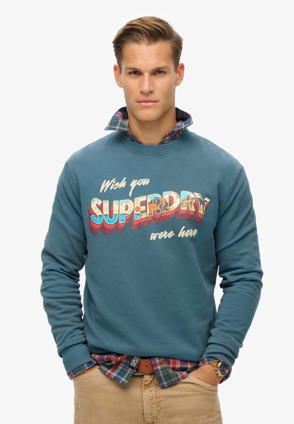 

Толстовка TRAVEL POSTCARD GRAPHIC CREW Superdry, синий