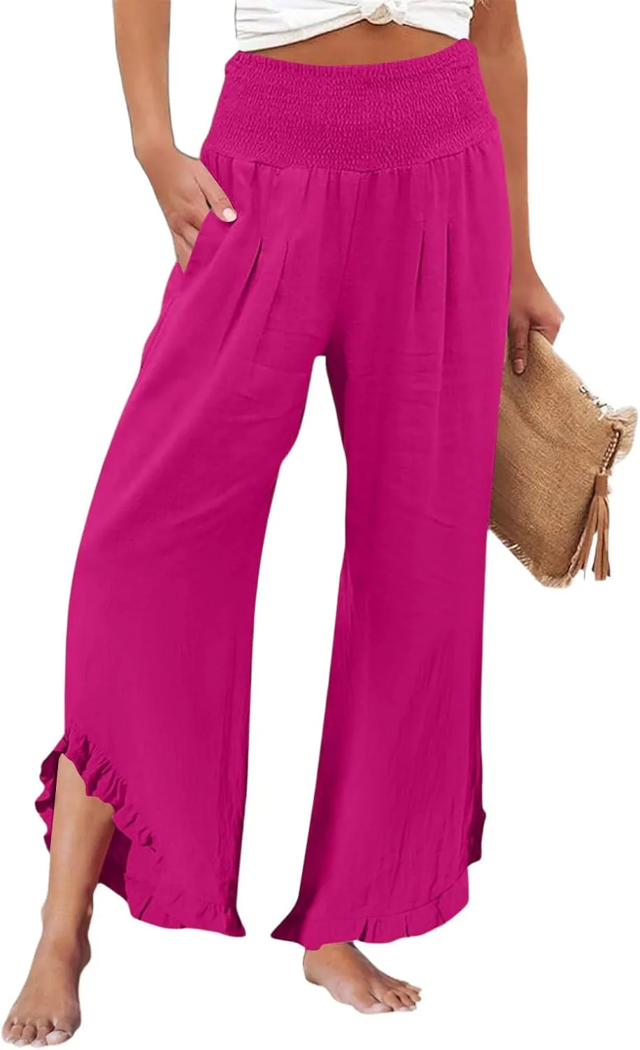 

Женские джоггеры с широкими штанинами, высокой талией и карманами lopmou