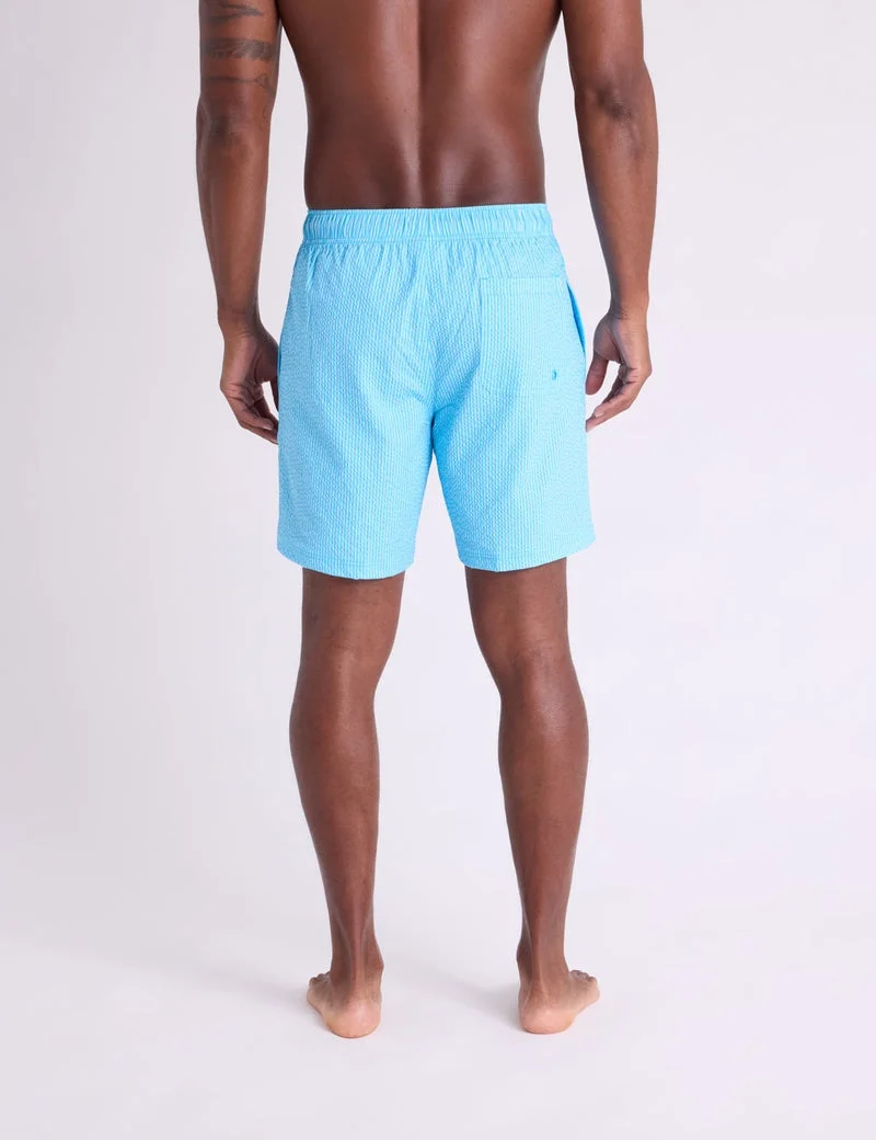 Мужские шорты для плавания U.S. Polo Assn. 7" Seersucker Stripe, бирюзовый — фото 2