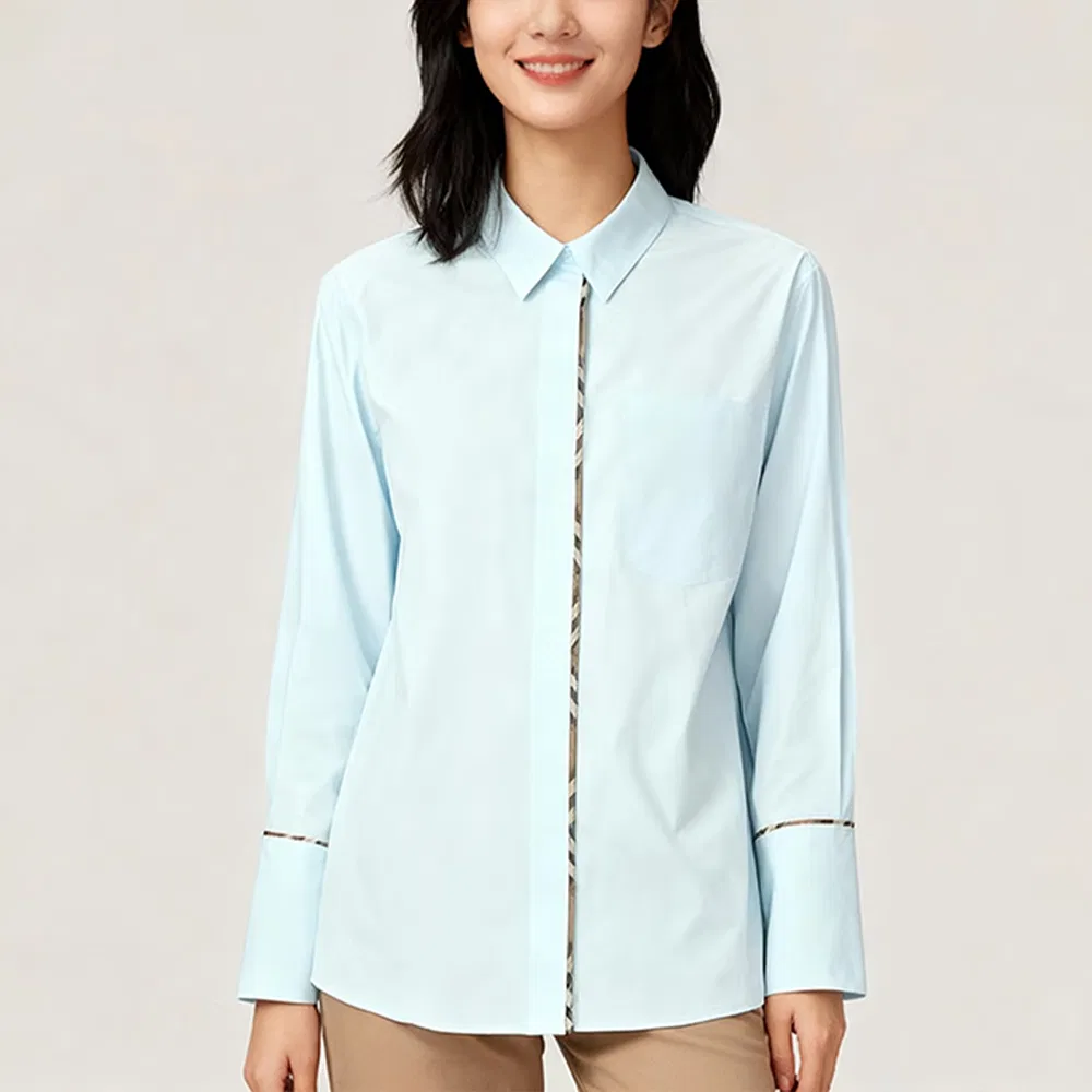 Женская рубашка с длинным рукавом Burberry, Light Blue — фото 2