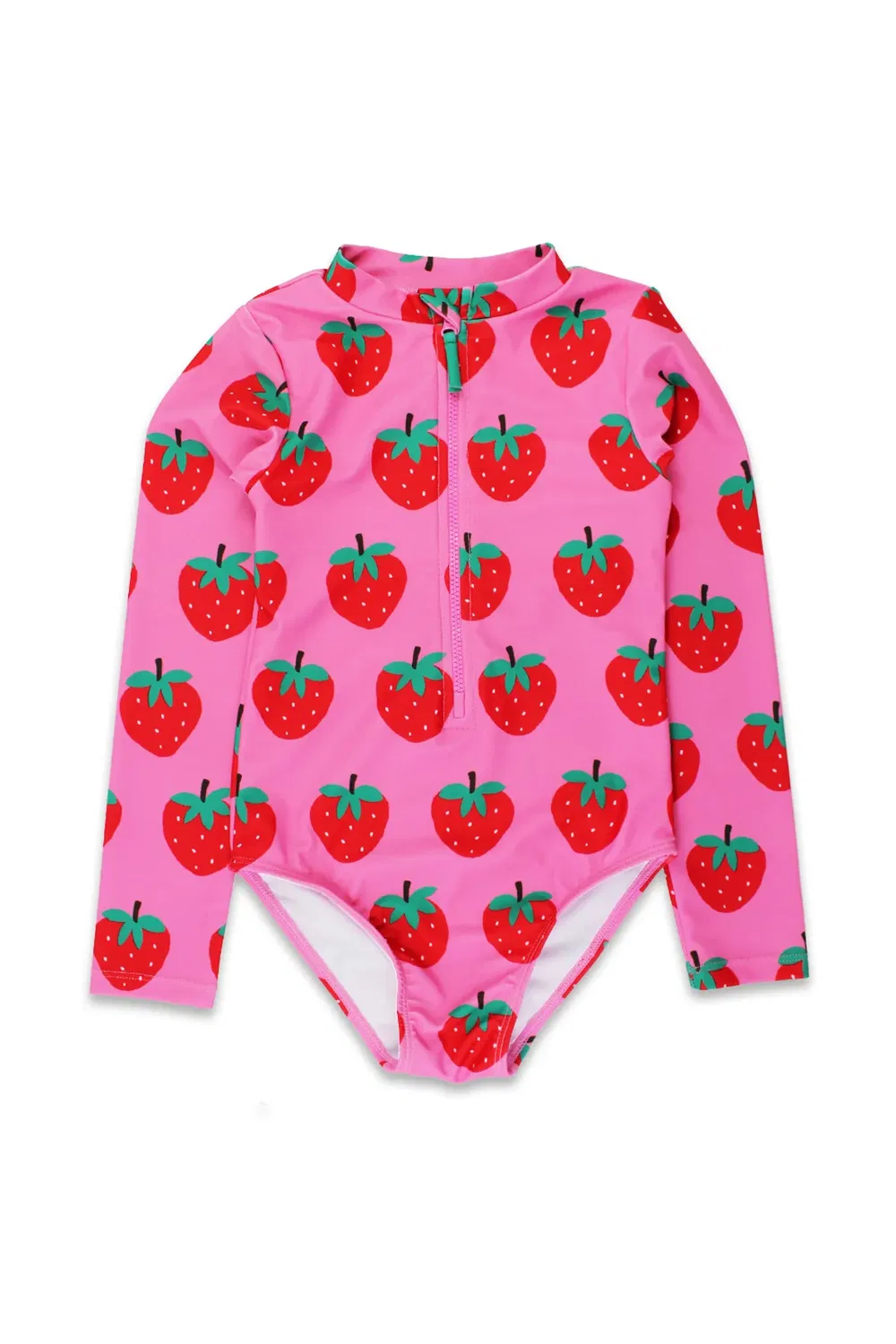 Детский купальник с длинным рукавом с принтом Strawberry Toby Tiger, Pink