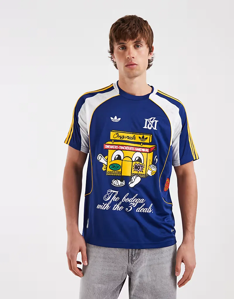 Футболка Adidas Originals Jersey с графическим принтом, темно-синяя