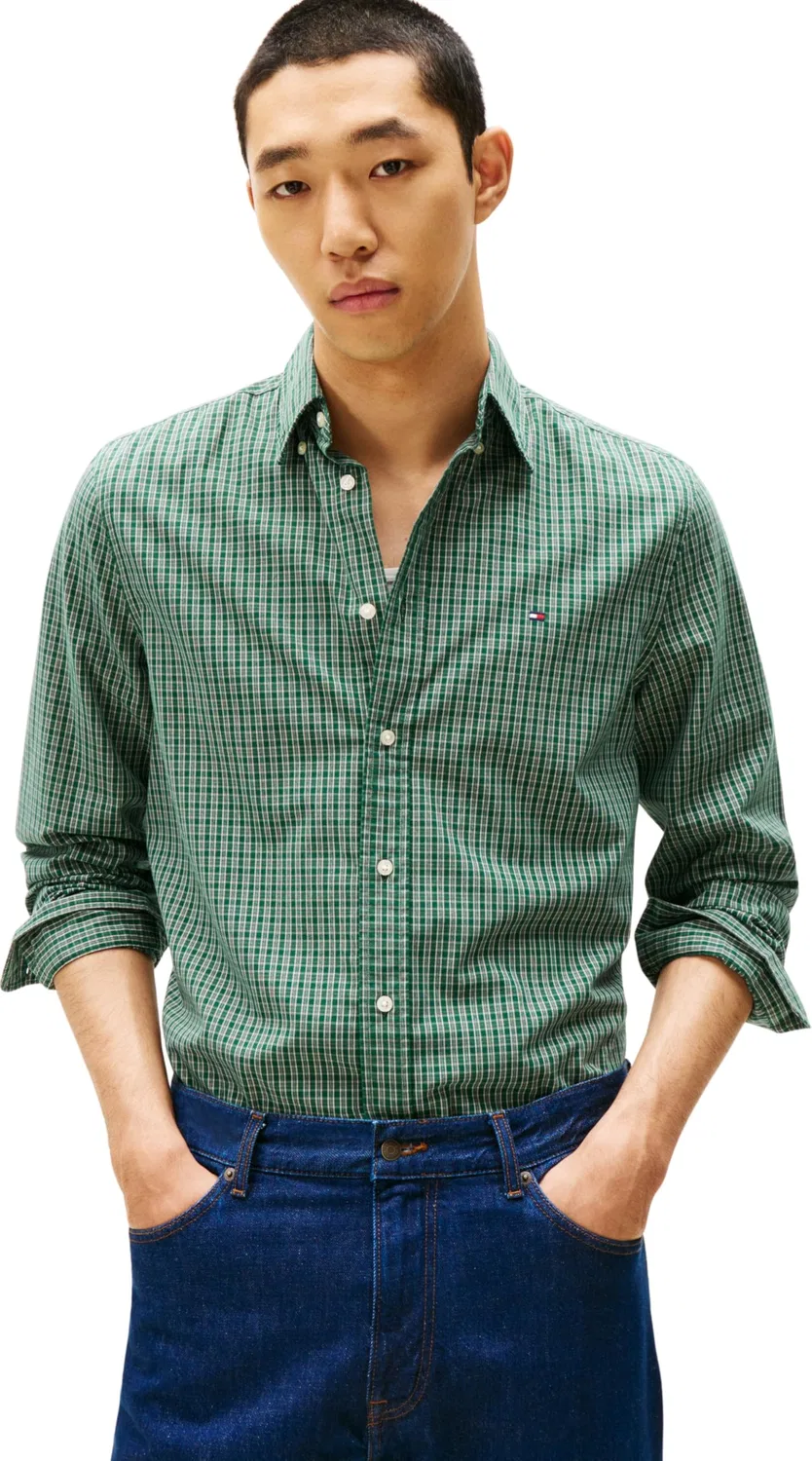 Мужская рубашка с длинным рукавом Flex Poplin Mini Tartan RF Tommy Hilfiger, Green (Ornamental Green / Check)
