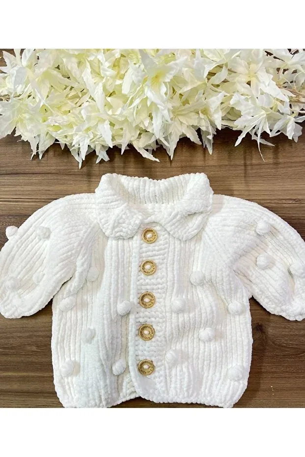 Детский кардиган из вельвета Hobi Köşem, White