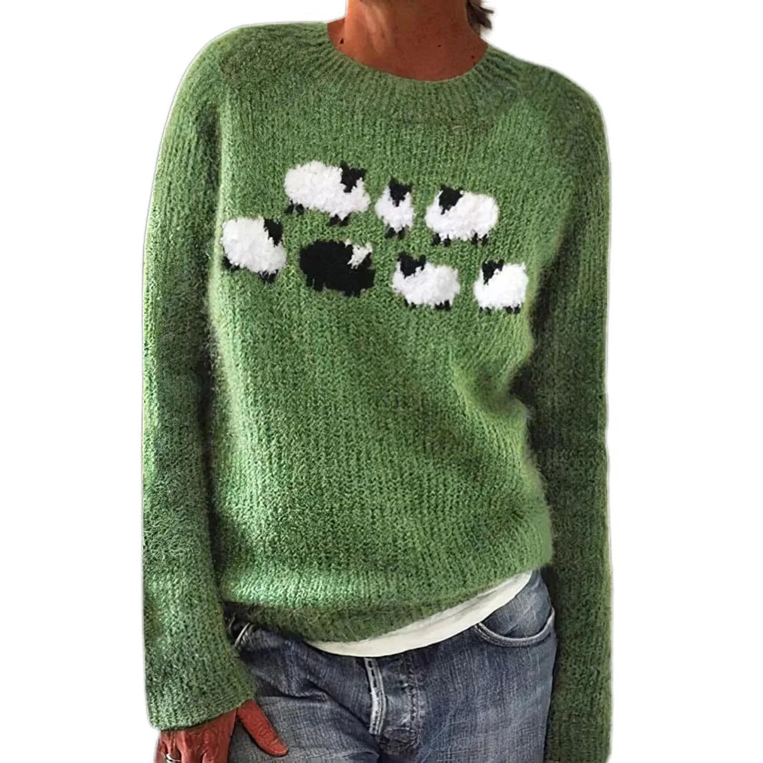 Женский свитер с принтом Fair Isle HUIFUAO, A06 Green