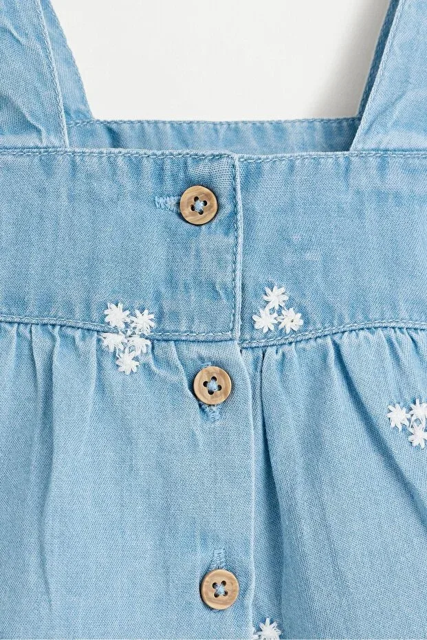 Детское платье для девочек джинсовое Embroidered Denim Top Lefties, Light Blue — фото 4