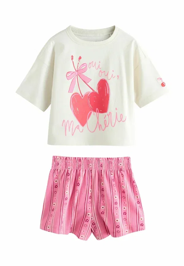 Комплект пижам из 3 предметов, хлопок, Regular fit - short pyjamas set 3 pack, Next, красный, розовый — фото 2