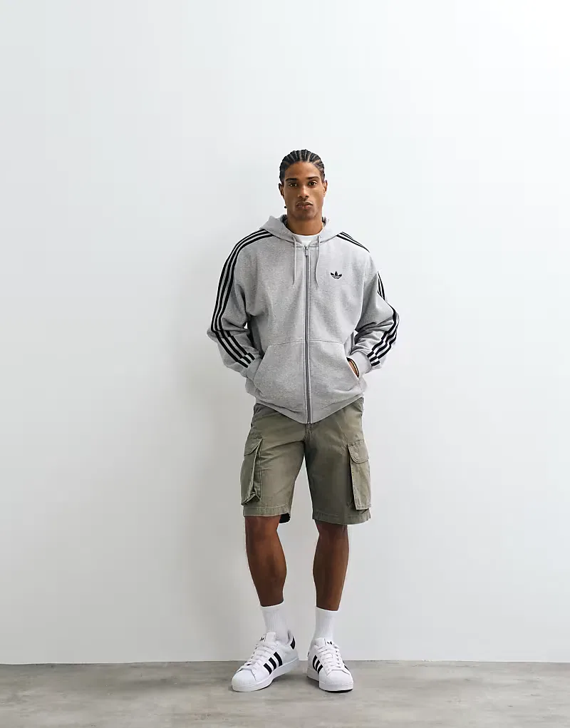 Толстовка Adidas Originals на молнии свободного кроя, серый — фото 2