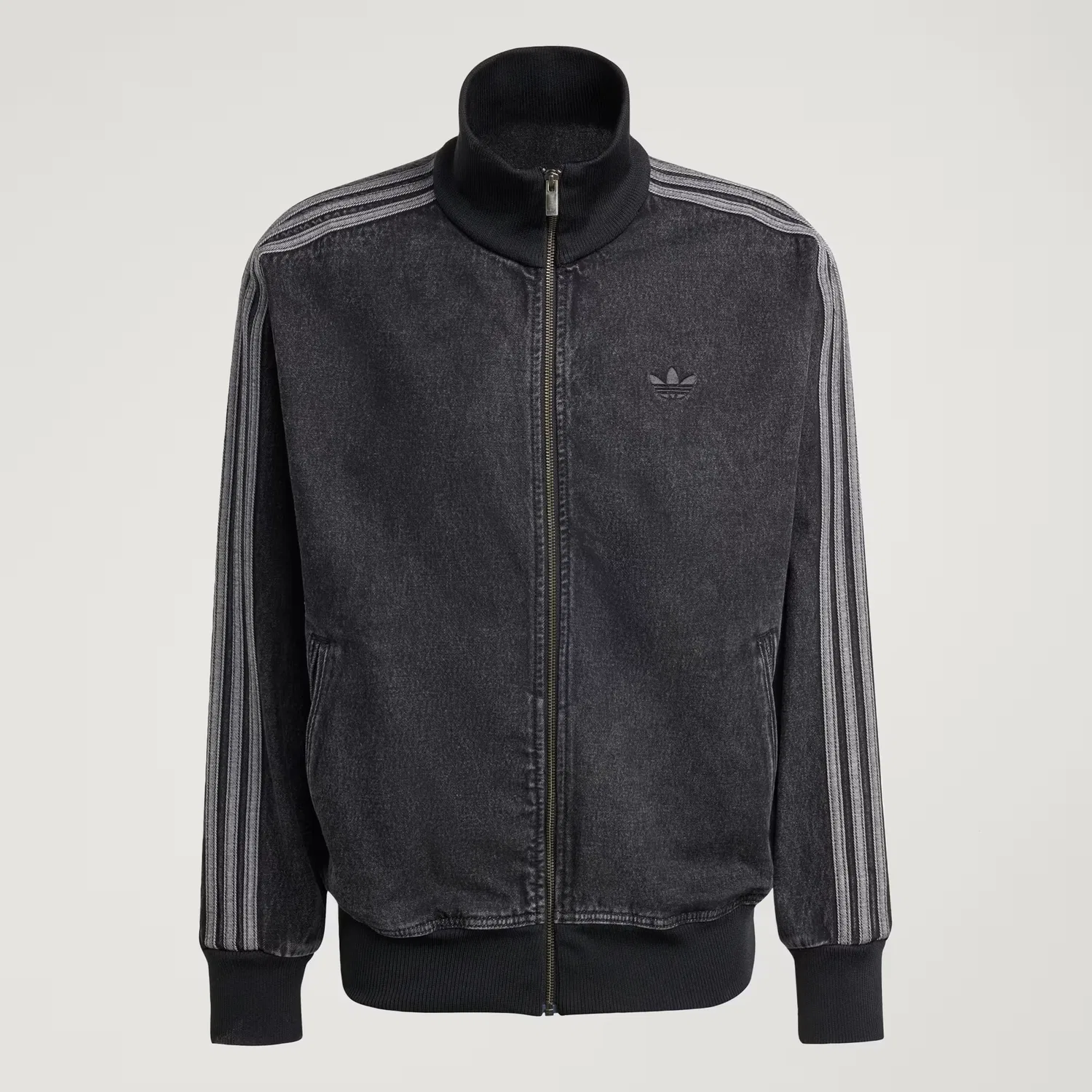 Мужская толстовка на молнии из денима Adicolor Denim Firebird Adidas Originals, черный деним — фото 4