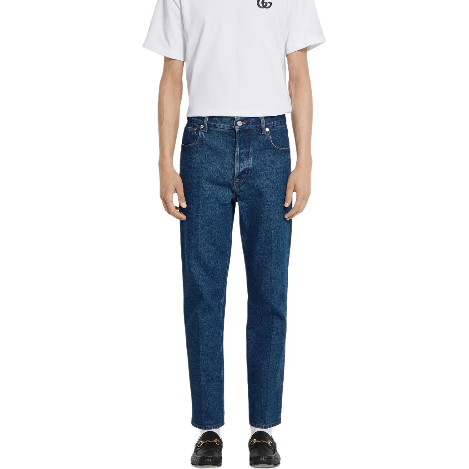 Джинсы мужские GUCCI slim fit, синие — фото 3