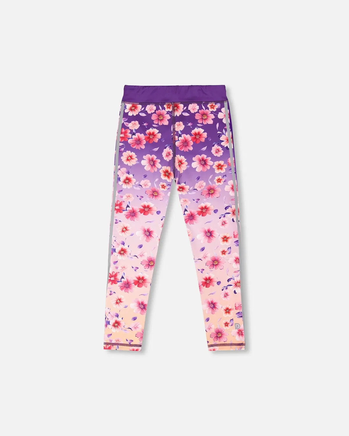 Детские спортивные леггинсы с принтом Deux par Deux, Mauve Floral Gradient