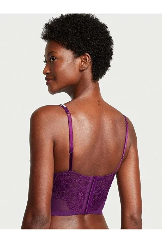 Женский корсет-бюстье кружевной Shimmering Double Straps Lace Push-Up Corset Bustier Victoria'S Secret, Plum — фото 3