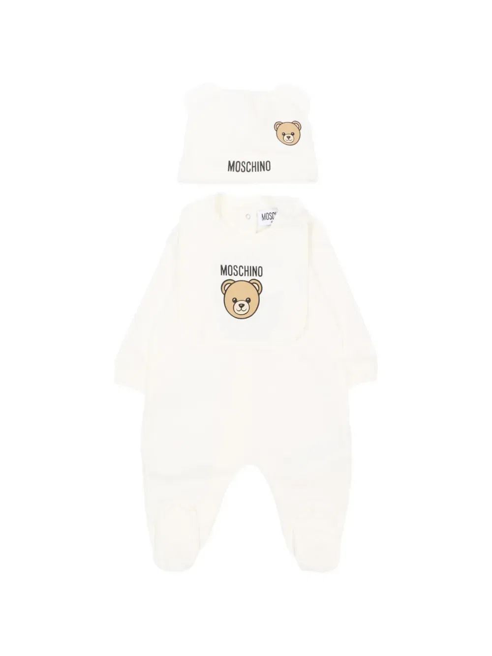 Комплект с логотипом в виде медведя Тедди Moschino Kids, бежевый