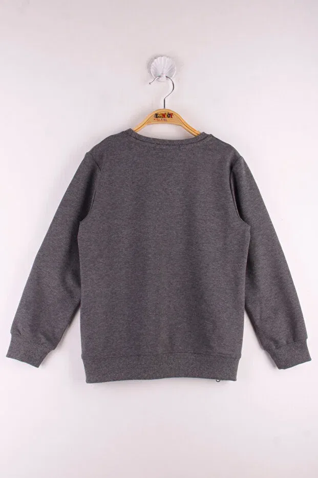 Детские свитшот для мальчиков Brooklyn Printed с брендом Toontoy, Anthracite Melange — фото 2