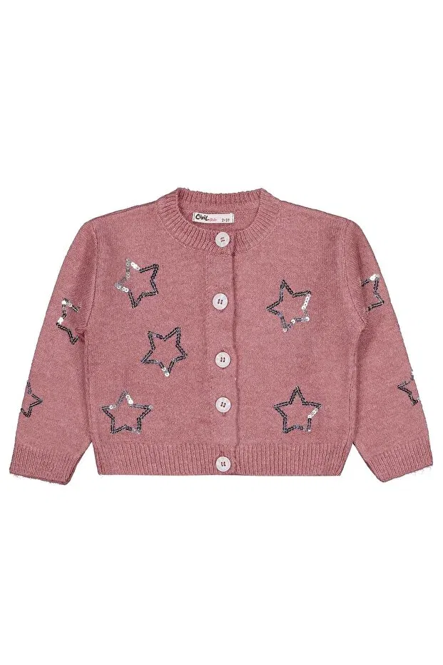 Детский кардиган с принтом Sequin star embroidered Civil Girls, Pink