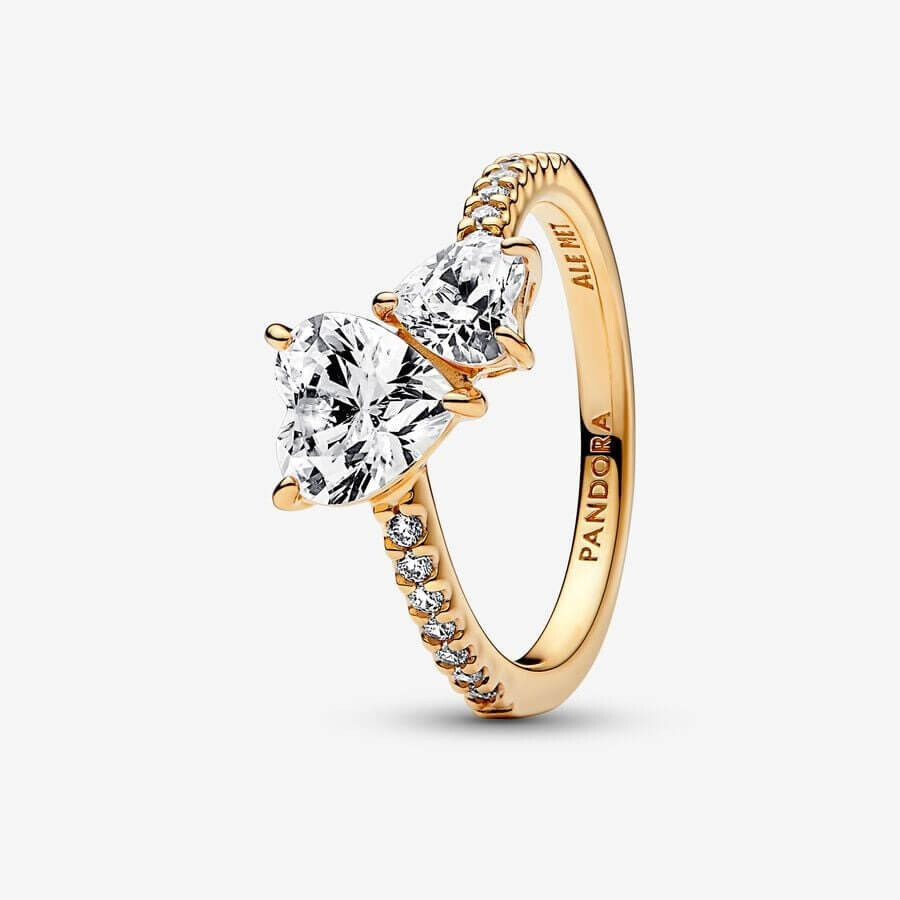 

Кольцо Pandora Timeless Double Heart Sparkling, золото
