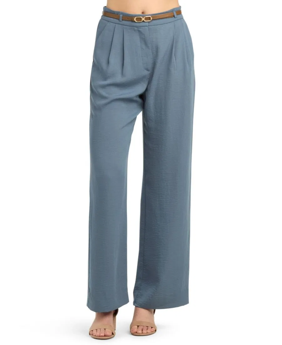 Штаны с защипами и широкими штанинами, модель Pleated Wide-Leg BCX, Blue