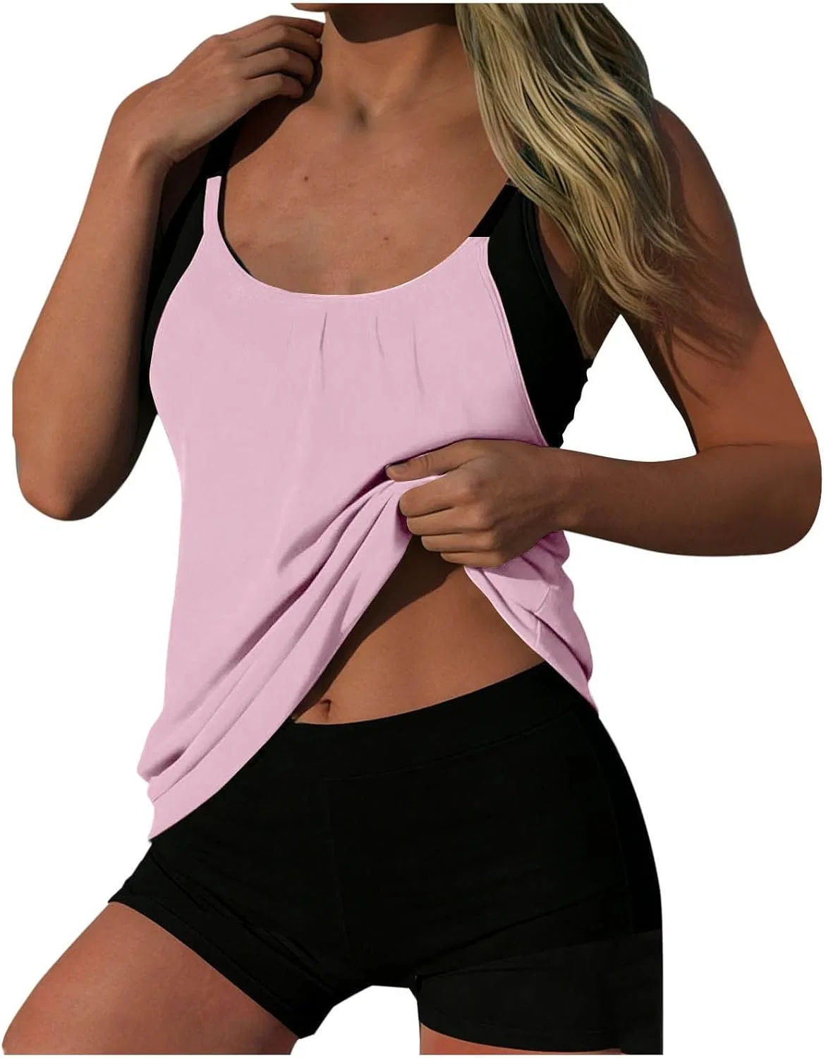 Женский танкини с контролем живота Geometric, Pink