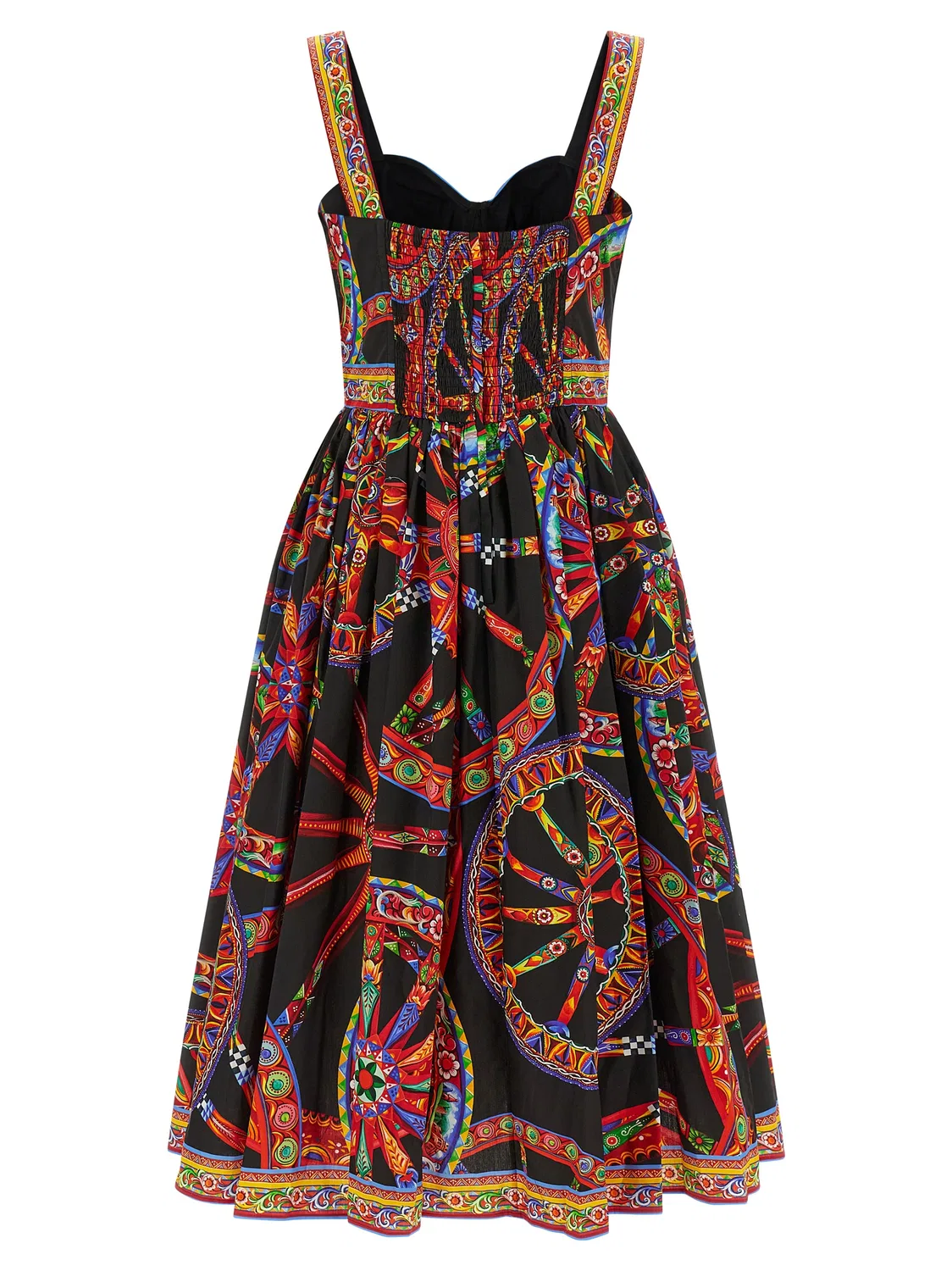 Женское хлопковое платье миди с принтом Sicilian Carretto Dolce & Gabbana, Multicolor — фото 2