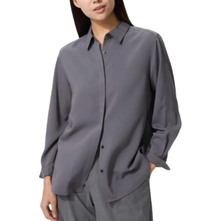 Женская рубашка с лацканами Gray UNIQLO, Gray