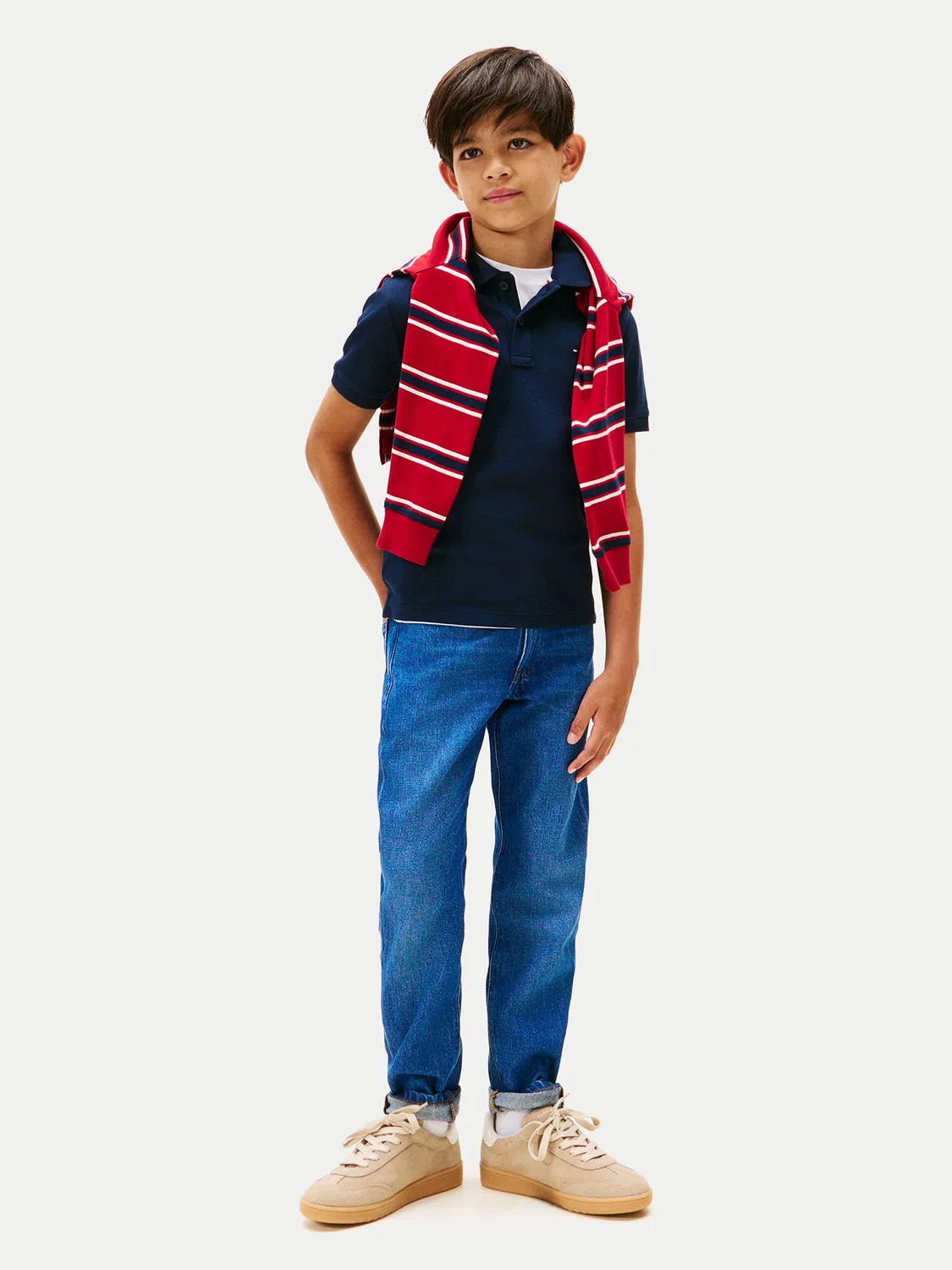 Поло стандартного кроя для мальчика Essential Tommy Hilfiger, темно-синий — фото 2