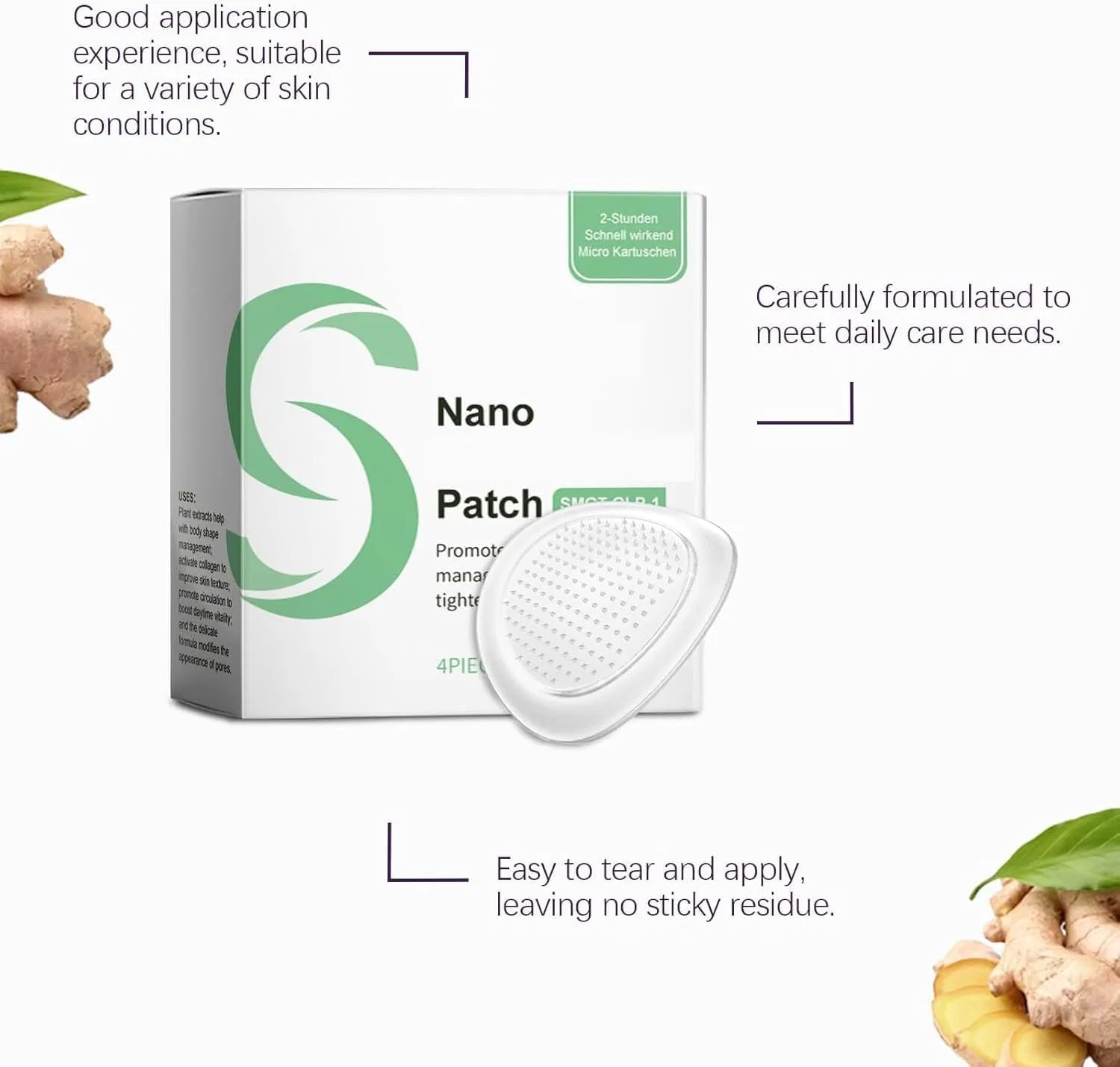 Патчи для тела Nano Patches с экстрактом имбиря для подтяжки и ухода, HFVUYAR — фото 2