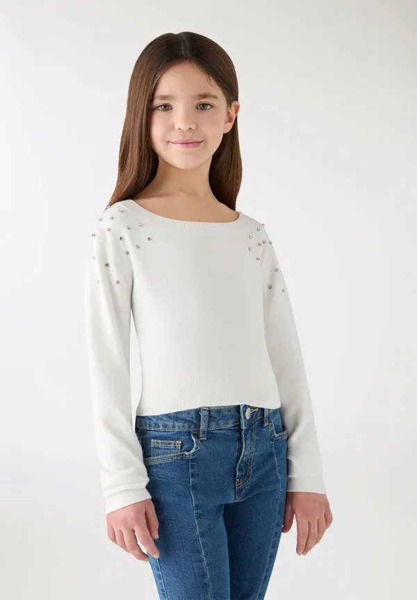 Свитшот с блестками Crop con applicazioni brillanti Terranova, Bianco Lana, белый