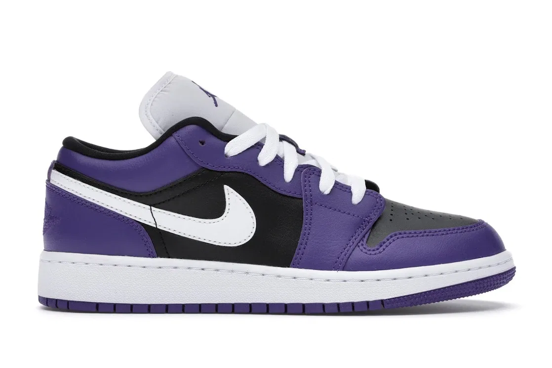 Детские кроссовки Lifestyle с принтом Jordan 1 Low Jordan, Court Purple/Black-White