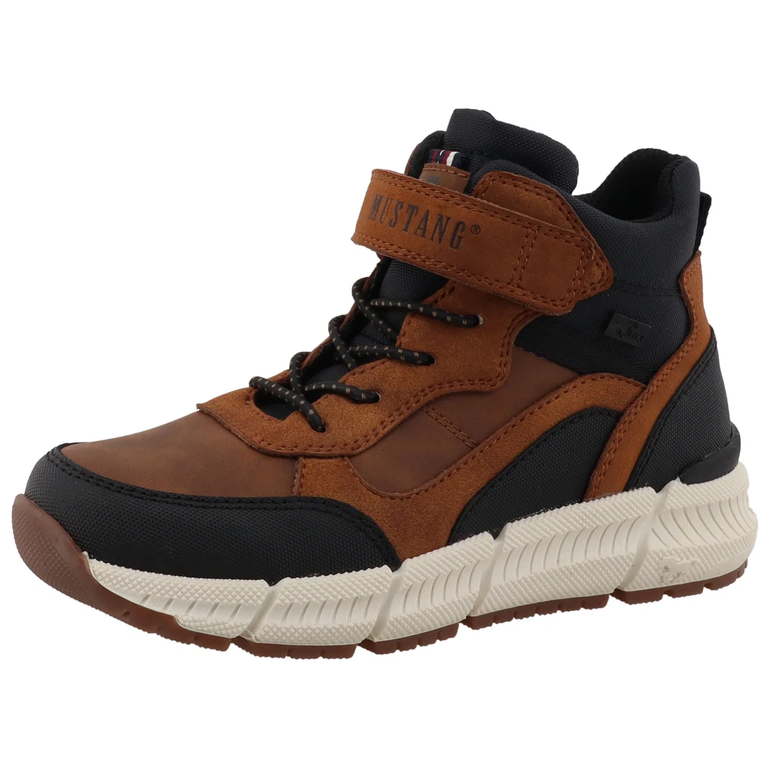 Детские высокие кроссовки-ботинки с мембраной Mustang Shoes, Brown/Black