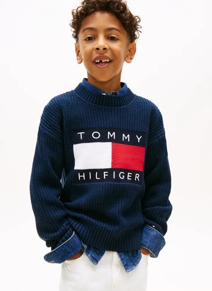 Свитер с флагом Tommy Hilfiger, темно-синий