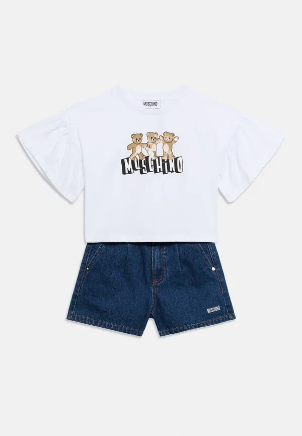 Комплект джинсовых шорт с вышивкой и бантом Moschino, темно-синий — фото 3