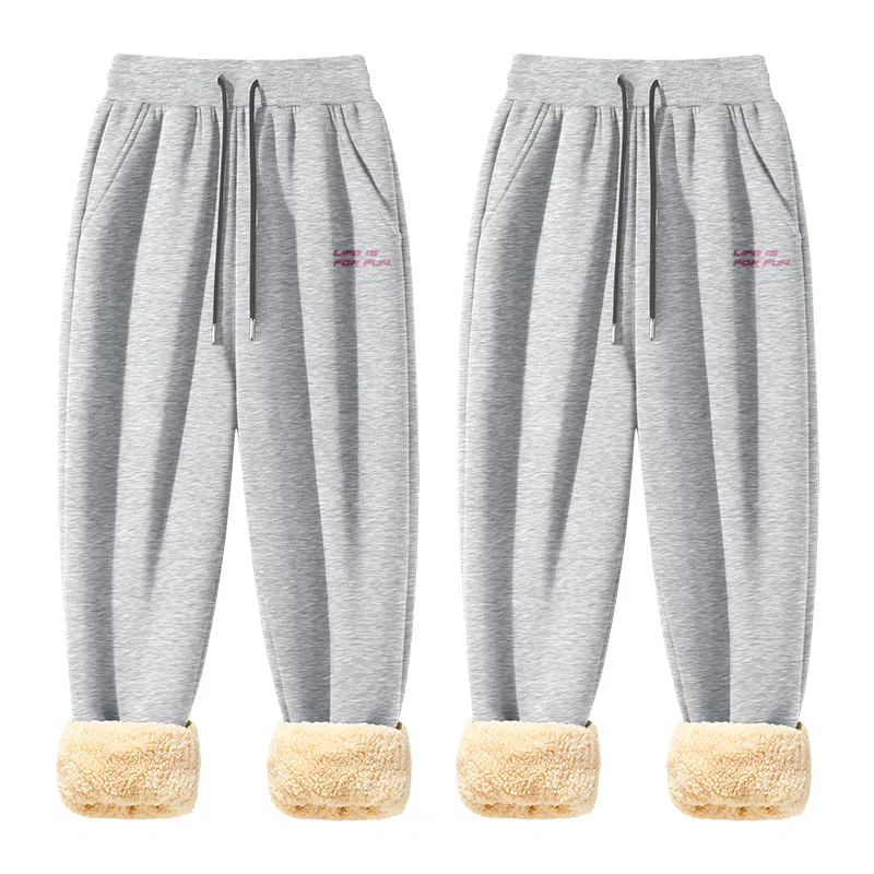 Детские утепленные штаны на флисе с манжетами MINISO, Gray (B Brush Stroke Fun Pants Logo)